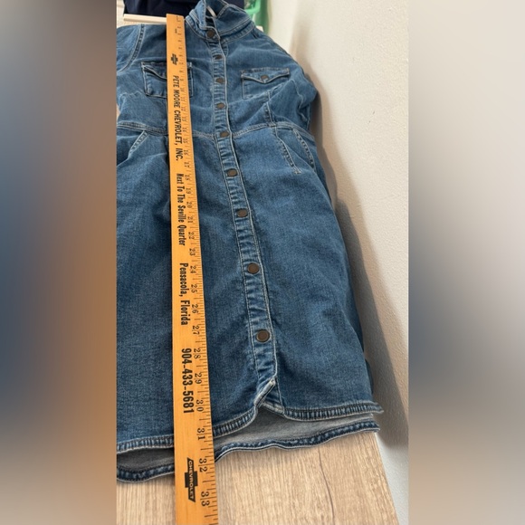 Free People Dynomite Medium Wash Long Sleeve Denim Dress Country Western Sz Sm - Picture 12 of 12